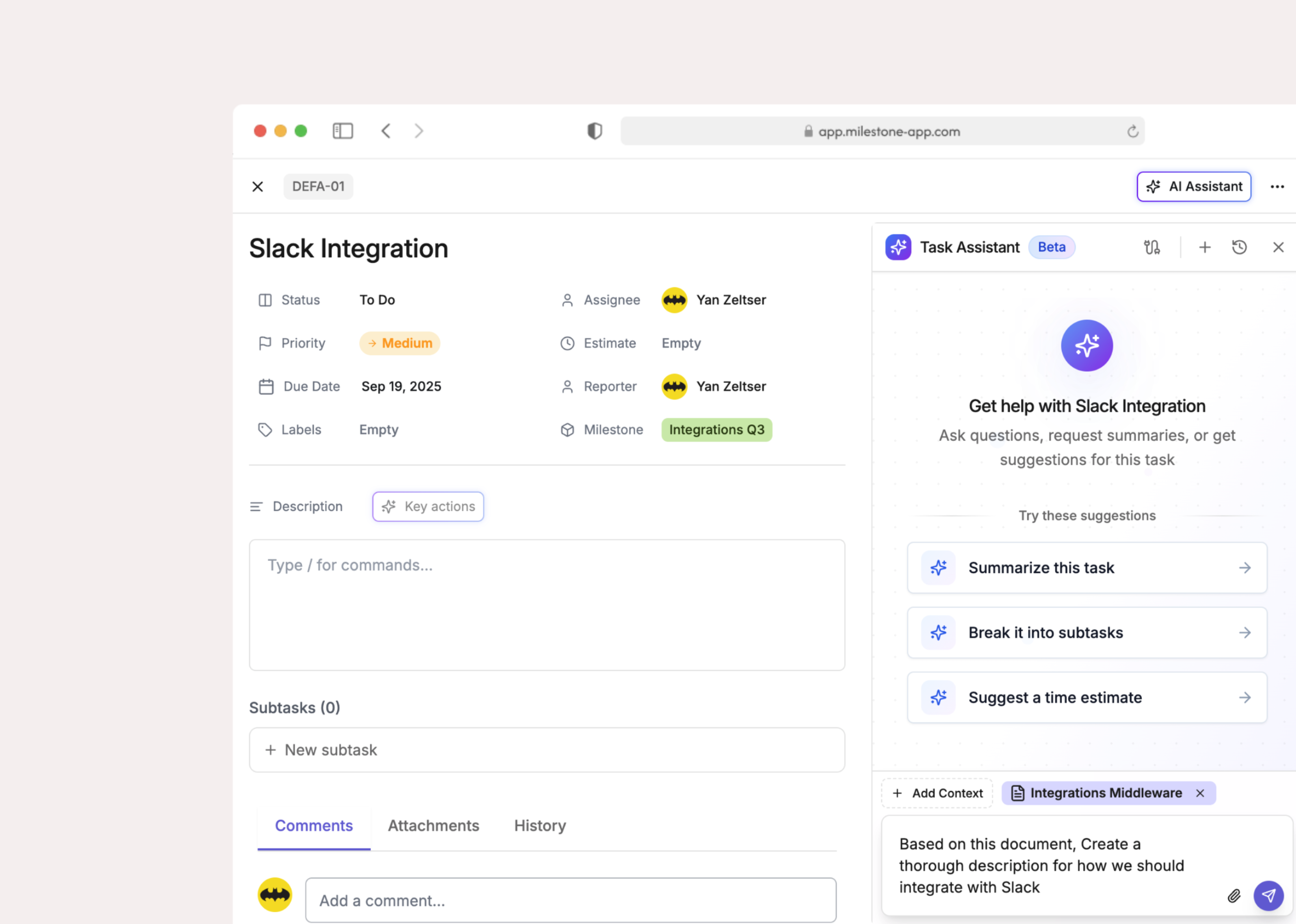Task Assistant Feature